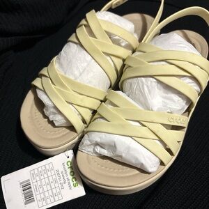 CROCS Strappy Sandals in Light Yellow
